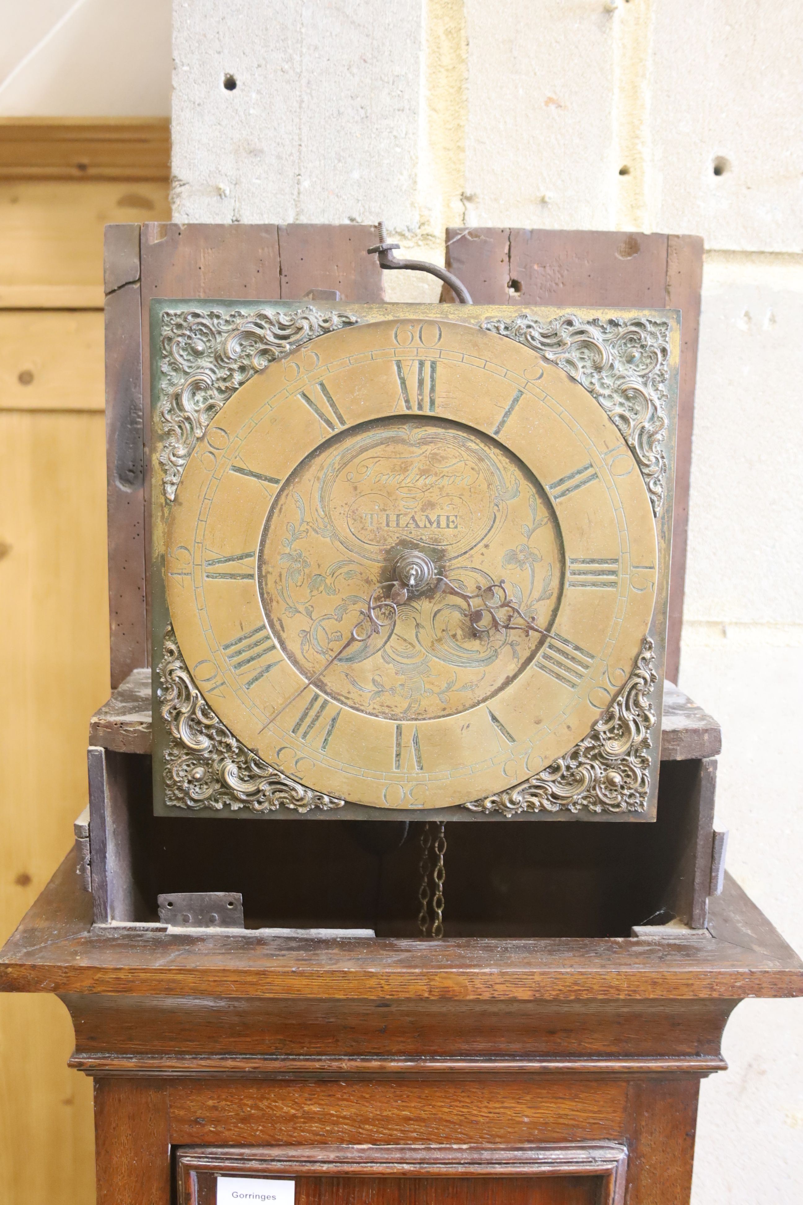 A late 18th / early 19th century oak 30 hour longcase clock, height 194cm